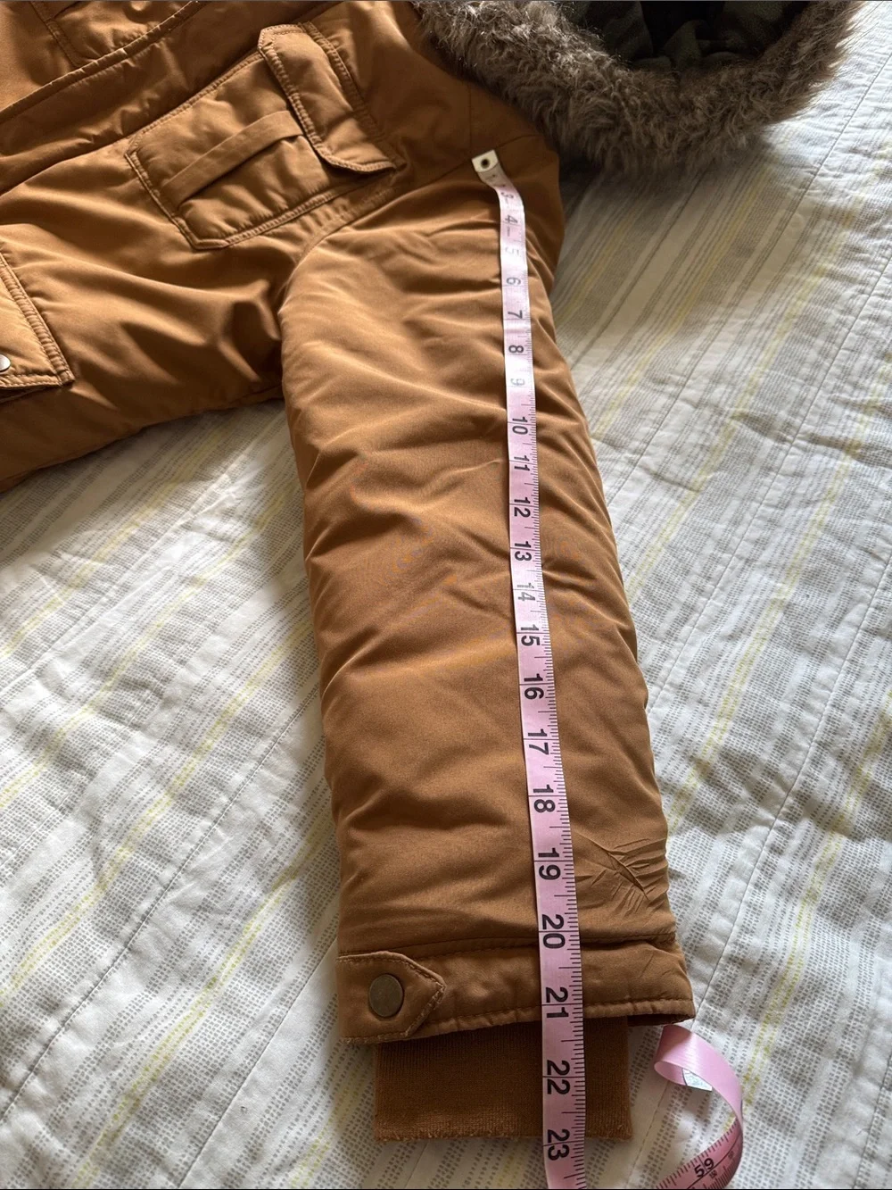 Carter’s Kids Insulated Hooded Parka Jacket in Camel with Faux Fur Trimmed Hood